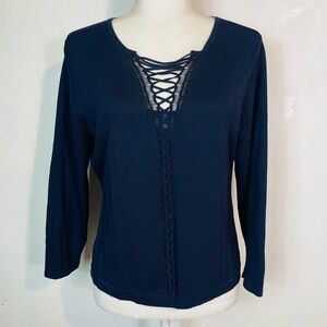 Y2K Juliana Collezione Women's Size Large L Mesh Style Top Blouse Long Sleeve